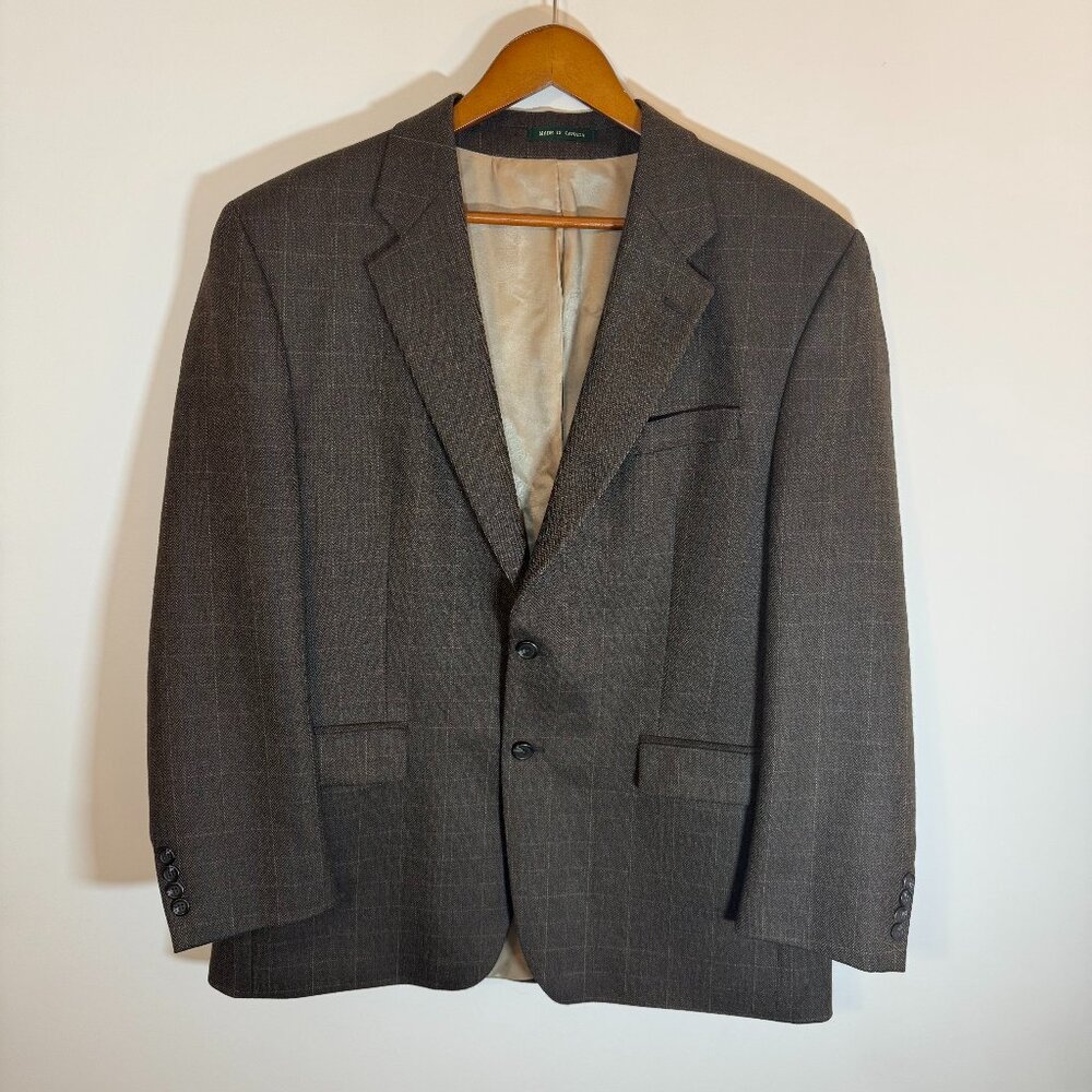 Lauren Ralph Lauren Men 43R Brown Plaid Blazer Sport Coat 100% Lambs Wool Jacket